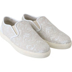 Dolce & Gabbana White Leather Lace Slip On Loafers Shoes LA5969-35
