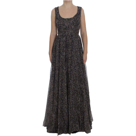 Dolce & Gabbana Dark Silk Shift Gown Full Length Dress