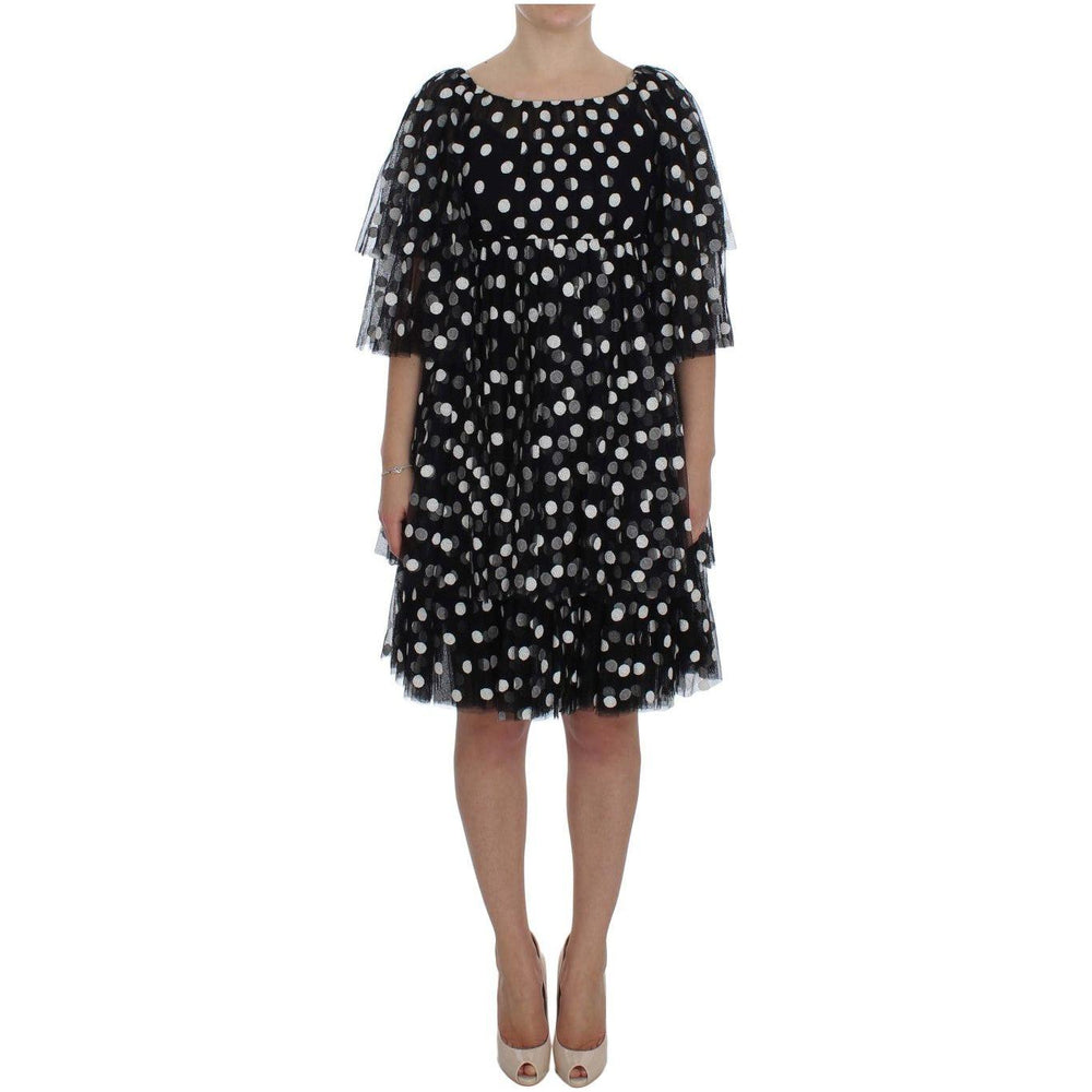 Dolce & Gabbana Black White Polka Dotted Ruffled Dress NOC10160-1