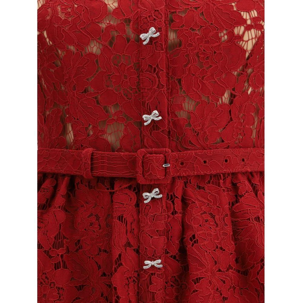 Self-Portrait Lace midi Dress SE-PF25006MBBUBURGUNDY-6