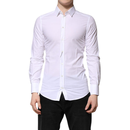 Dolce & Gabbana White Cotton GOLD Long Sleeves Formal Shirt