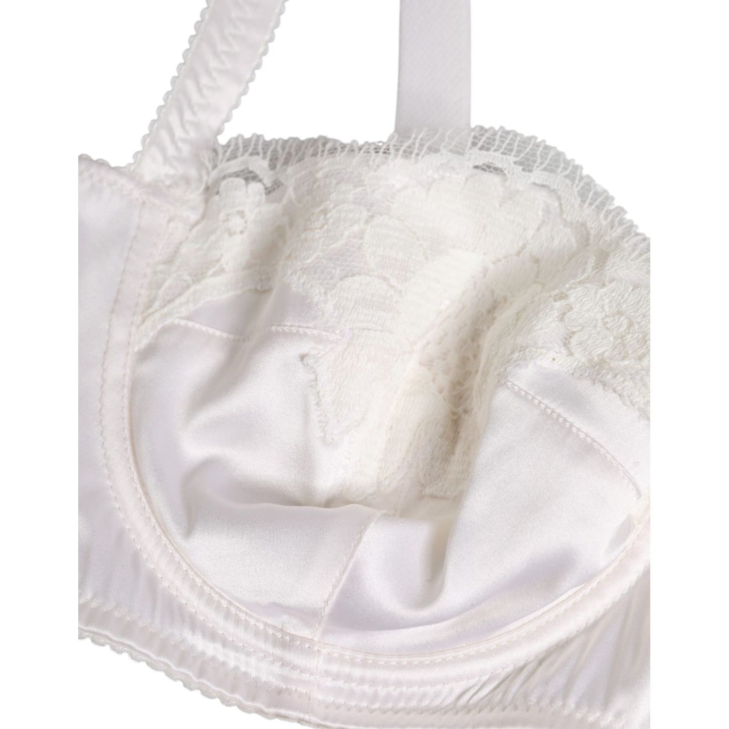 Dolce & Gabbana White Silk Underwired Balconette Bra Underwear BIK1412-1