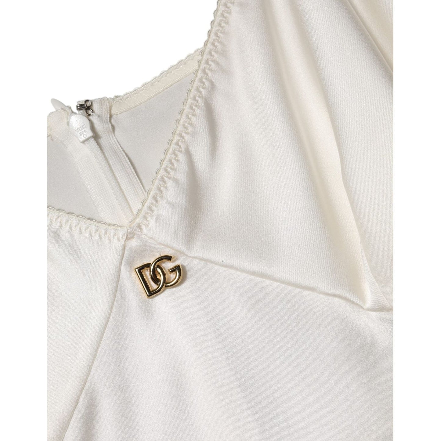 Dolce & Gabbana White DG Logo Full Slip Silk Dress Sleepwear DR81791-46