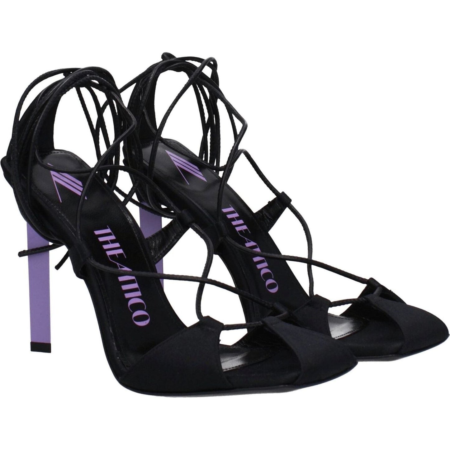 The Attico Black Fabric Stiletto Heels Sandals