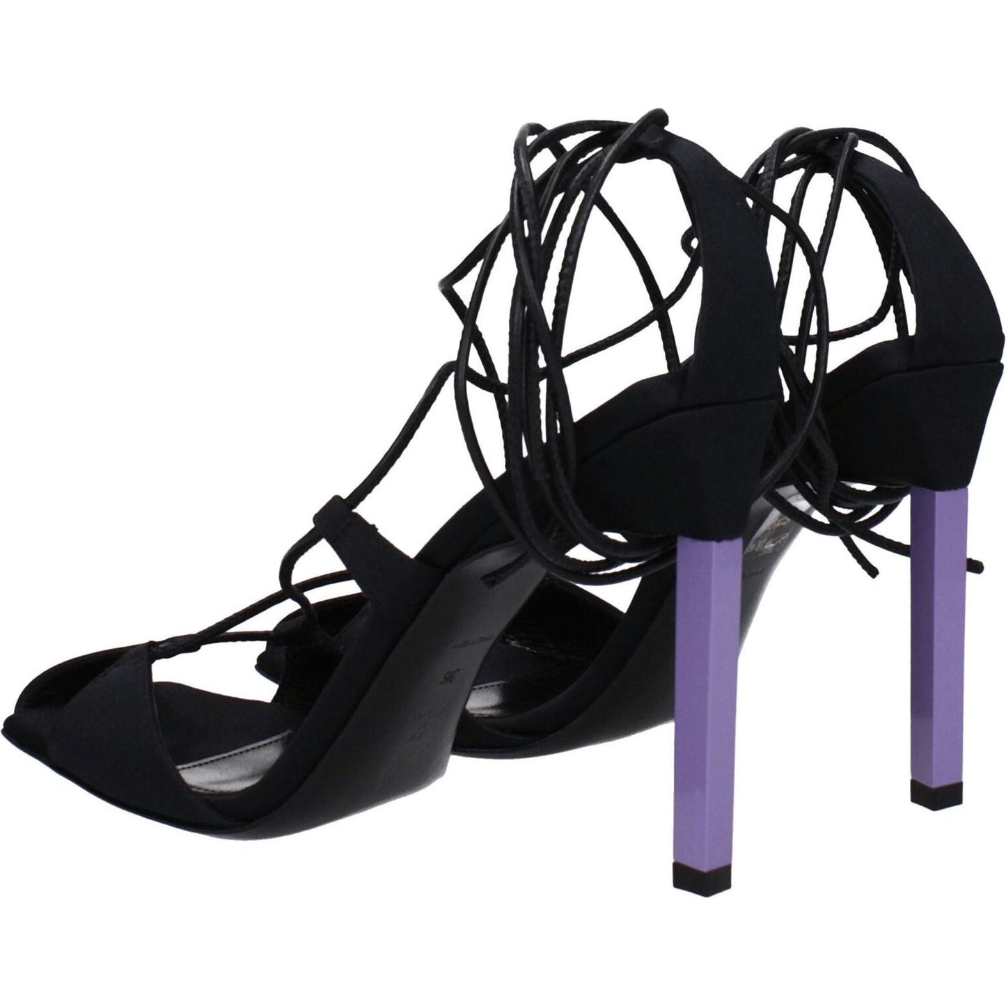 The Attico Black Fabric Stiletto Heels Sandals