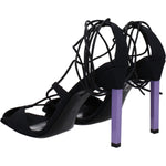 The Attico Black Fabric Stiletto Heels Sandals