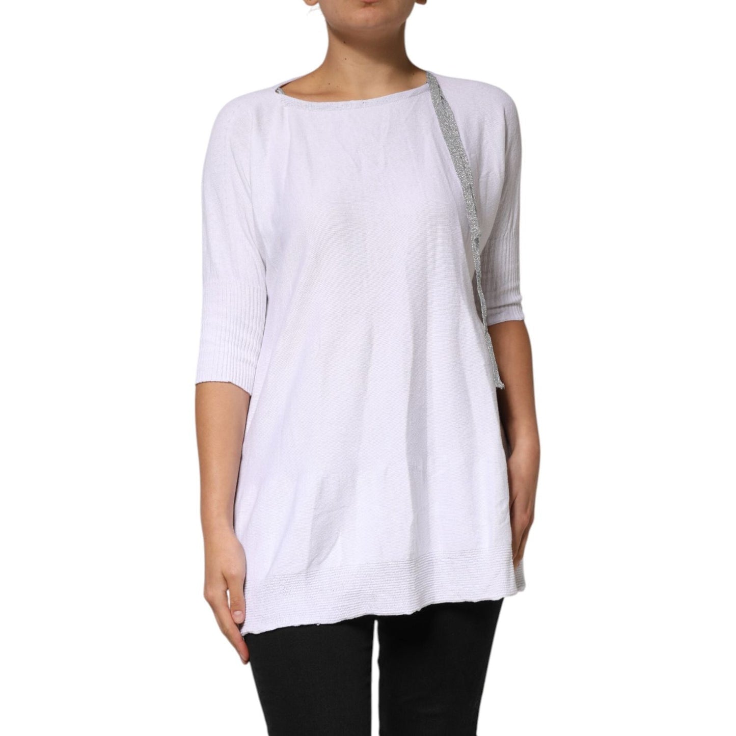 PINK MEMORIES White Cotton Short Sleeves Round Neck Blouse Top TSH90639-40