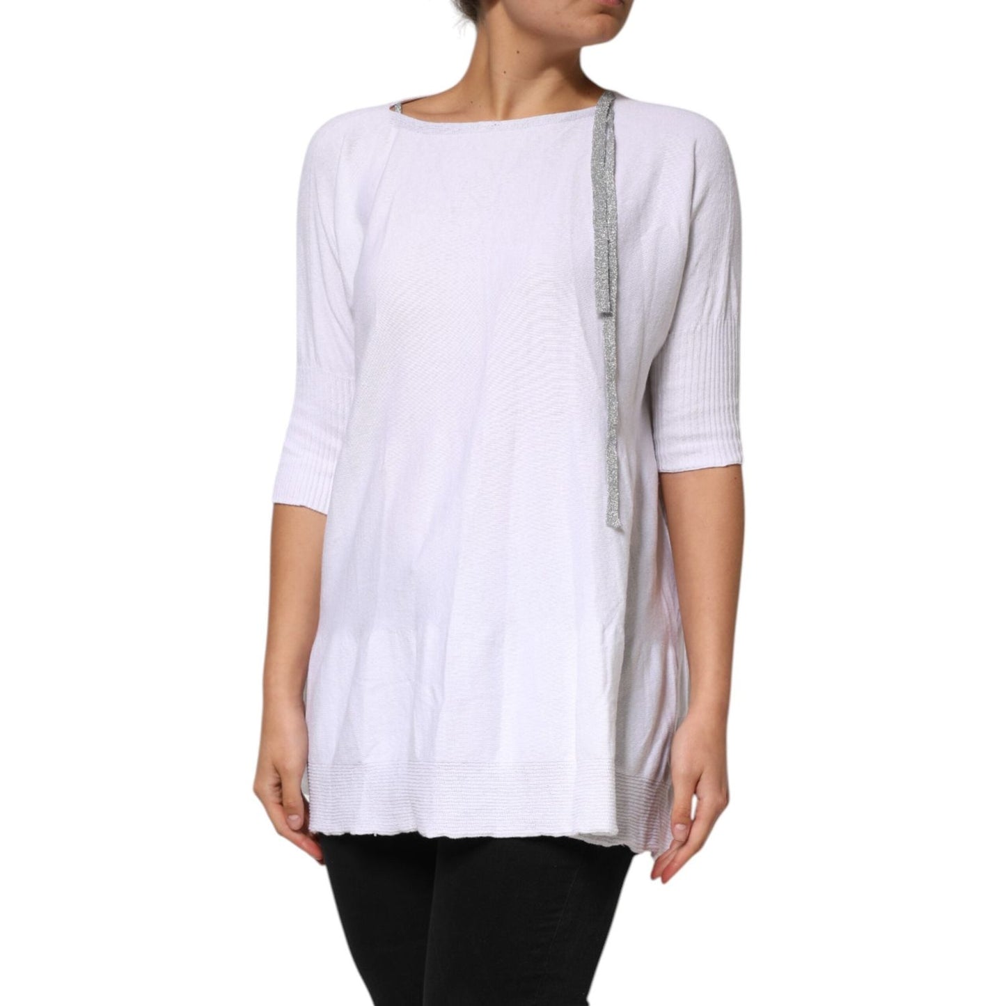 PINK MEMORIES White Cotton Short Sleeves Round Neck Blouse Top TSH90639-40