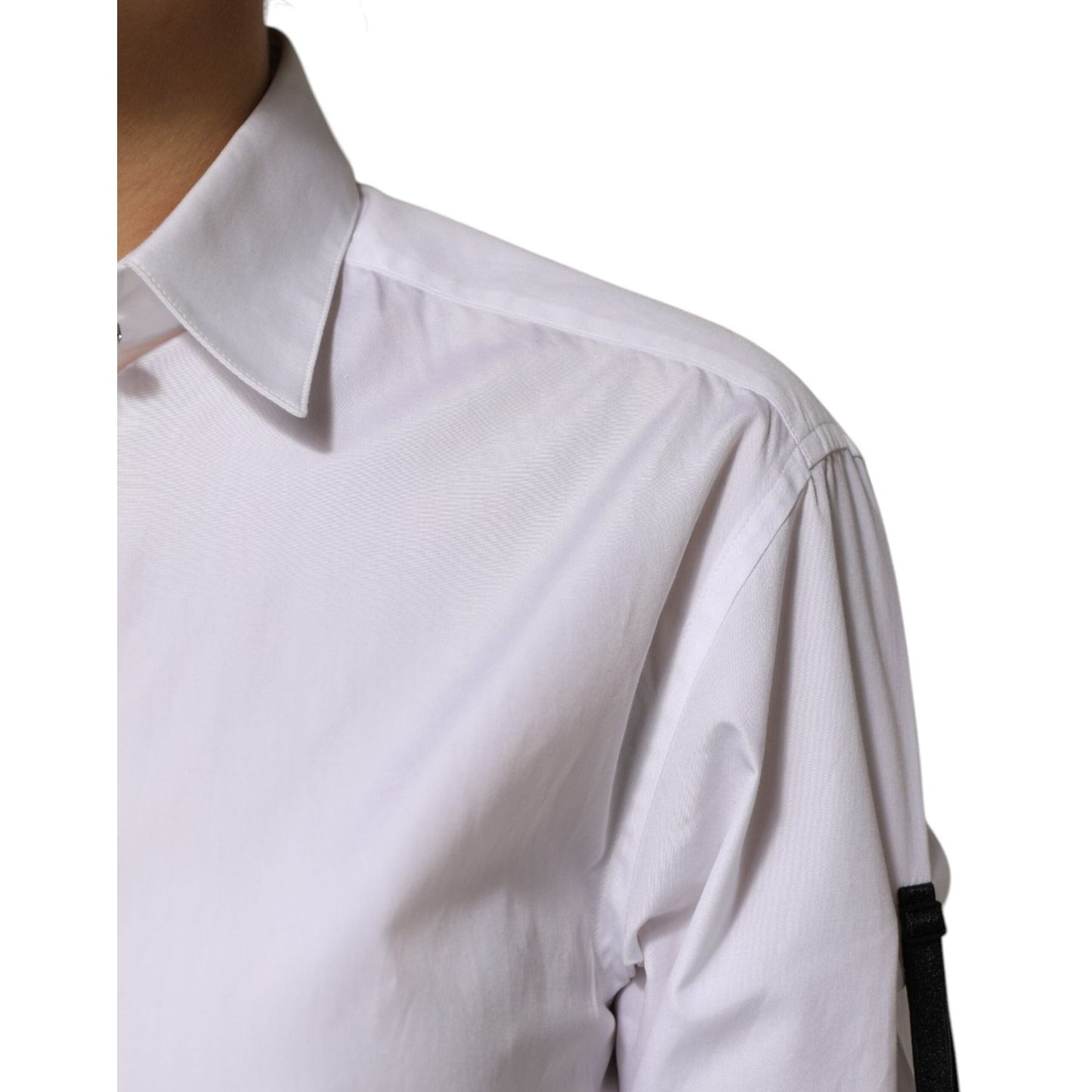 Dolce & Gabbana White Crystal Embellished Collared Shirt Top TSH90653-42