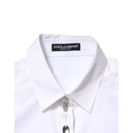 Dolce & Gabbana White Crystal Embellished Collared Shirt Top TSH90653-42