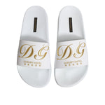 Dolce & Gabbana White Leather Slides Sandals Beachwear Shoes MV7388-39