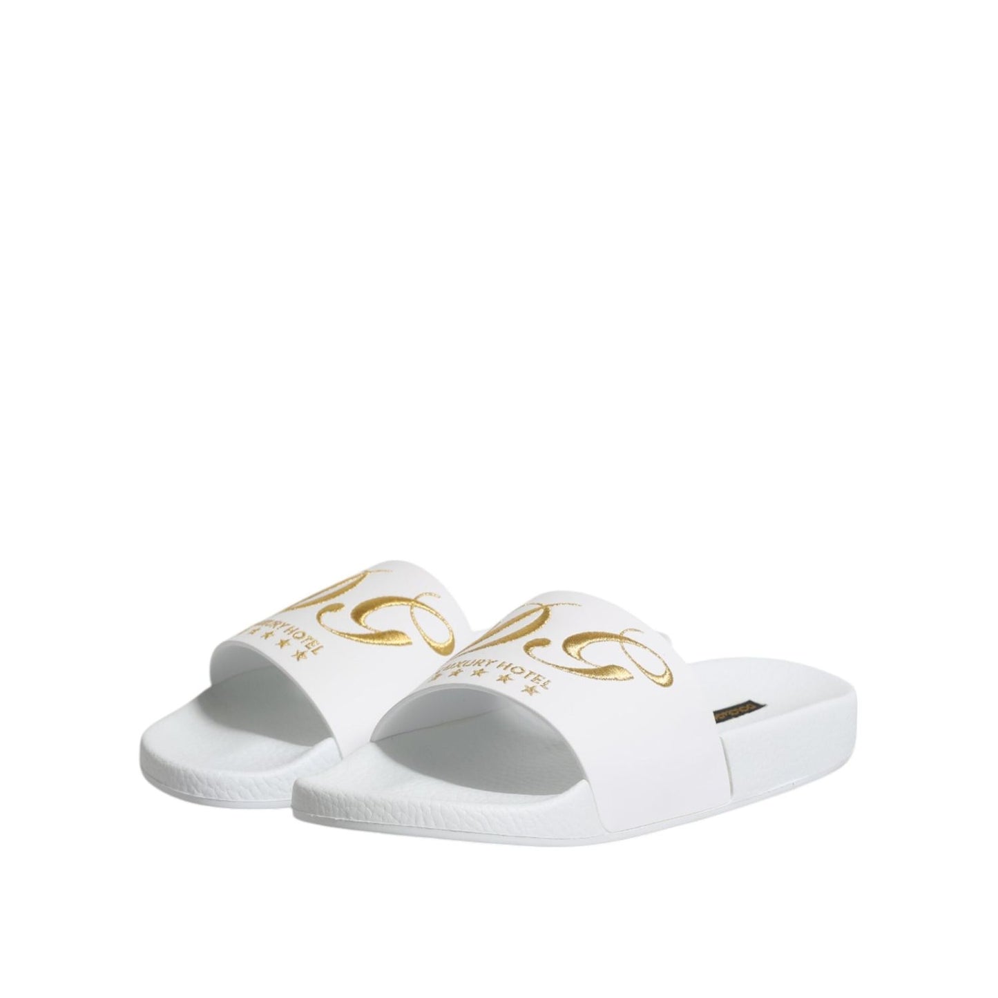 Dolce & Gabbana White Leather Slides Sandals Beachwear Shoes MV7388-39