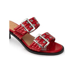 Ganni Red Leather Sandal GA-9998665-EU40/US10