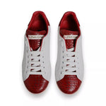 Dolce & Gabbana White Red Leather Logo Portofino Sneaker MV6704-41
