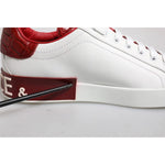 Dolce & Gabbana White Red Leather Logo Portofino Sneaker MV6704-41