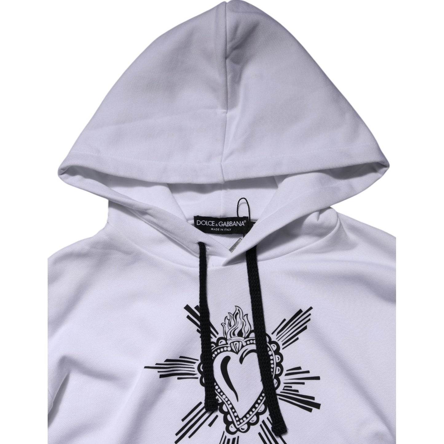 Dolce & Gabbana White Sacred Heart Hooded Sweatshirt Sweater TSH90627-50