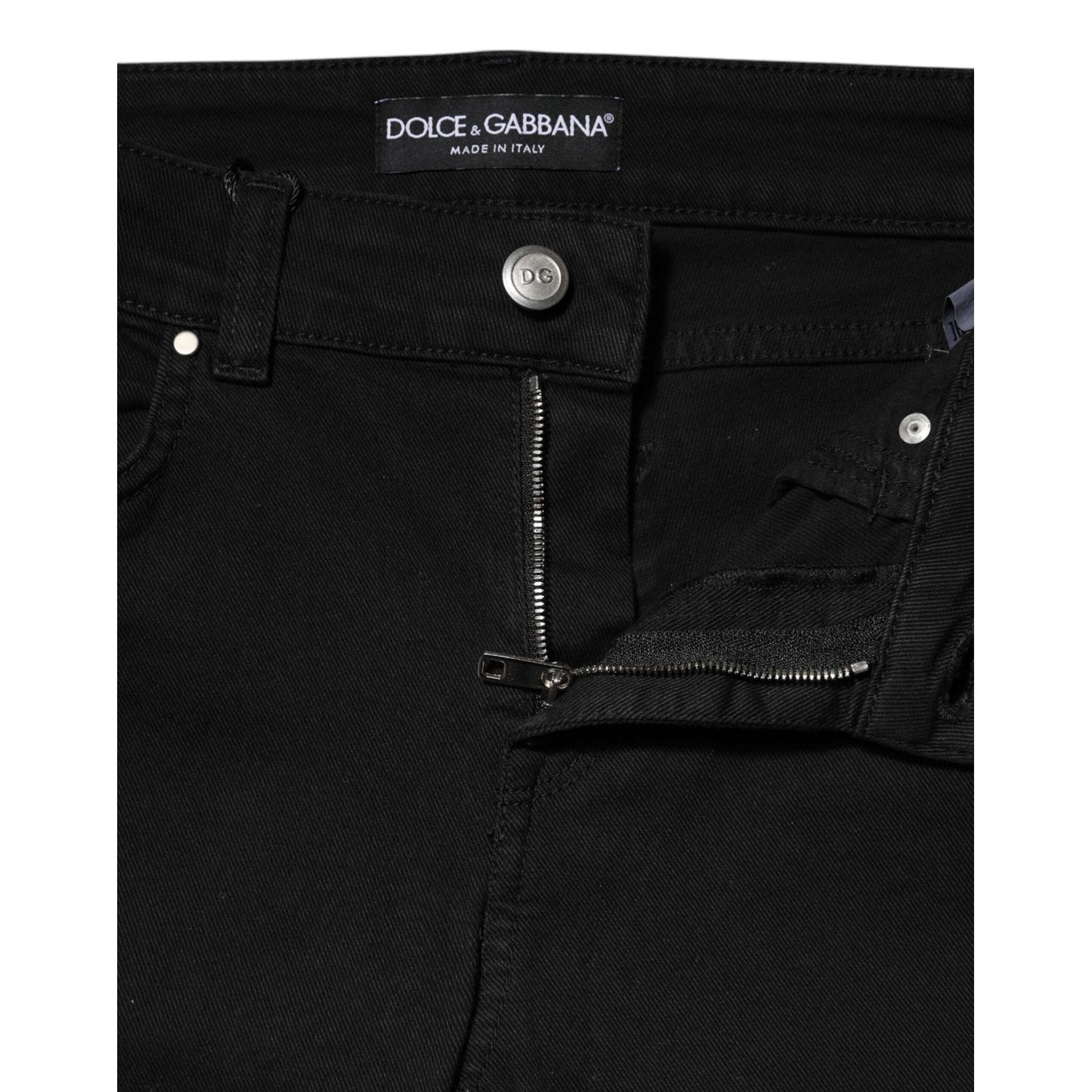 Dolce & Gabbana Black Cotton Skinny Mid Waist Denim Jeans