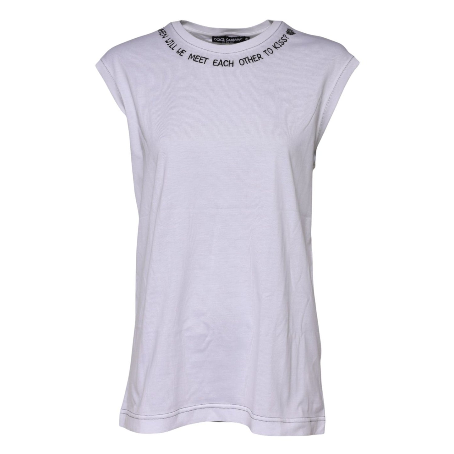 Dolce & Gabbana White Cotton Sleeveless Printed Tank T-shirt TSH90620-36