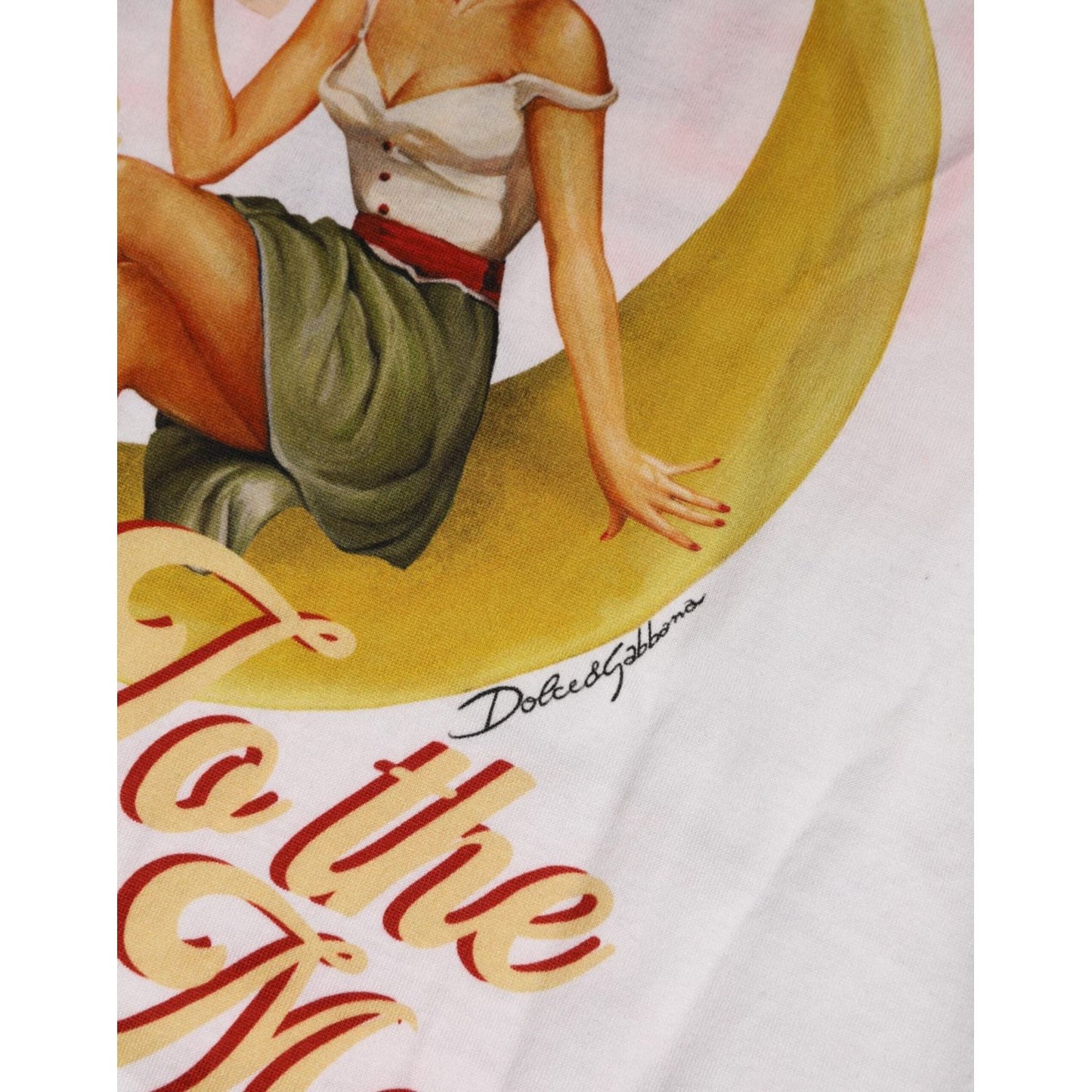 Dolce & Gabbana White Bring Me To The Moon Pin Up T-shirt Top TSH90675-42