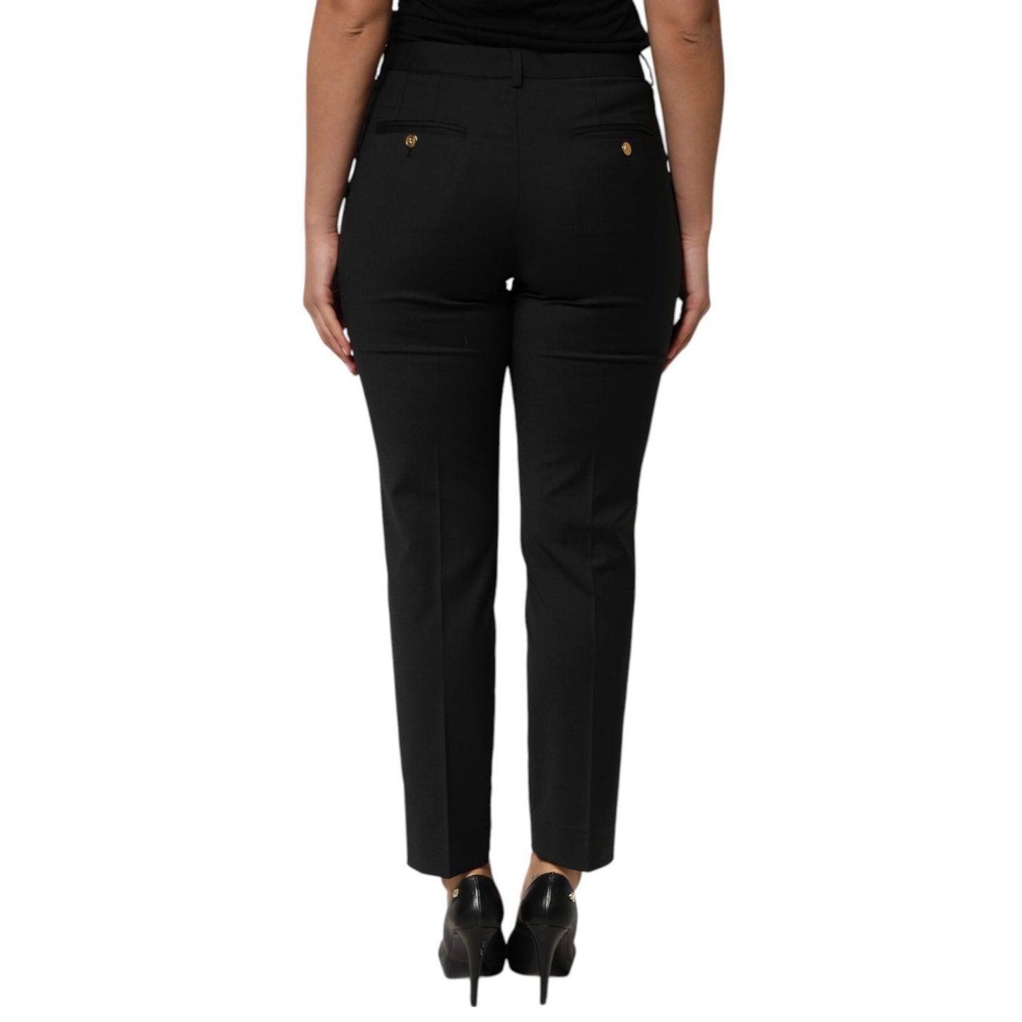 Dolce & Gabbana Black Polyester Tapered Women Trouser Pants PAN76683-44