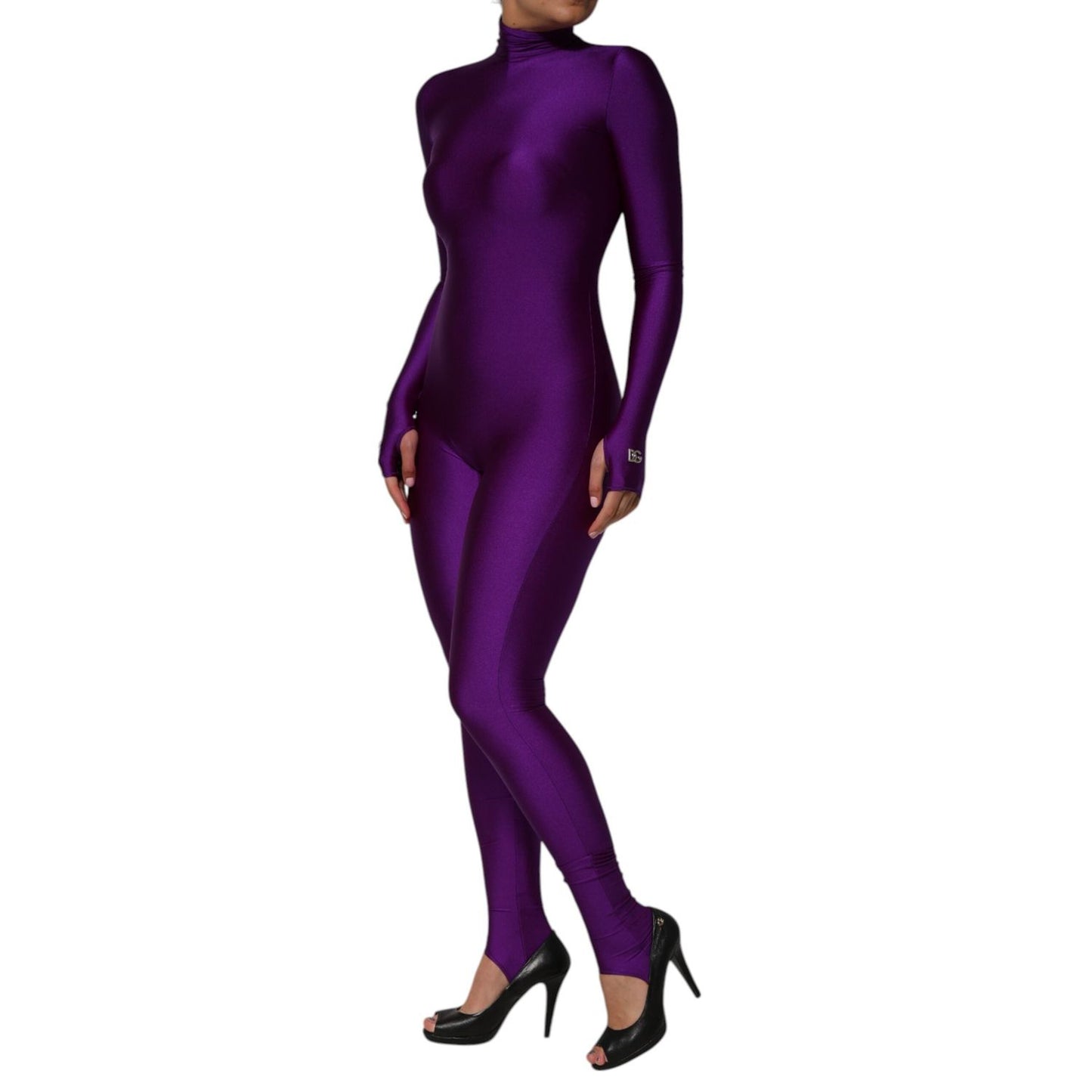 Dolce & Gabbana Purple Nylon Turtleneck Bodycon Jumpsuit Dress DR81789-40
