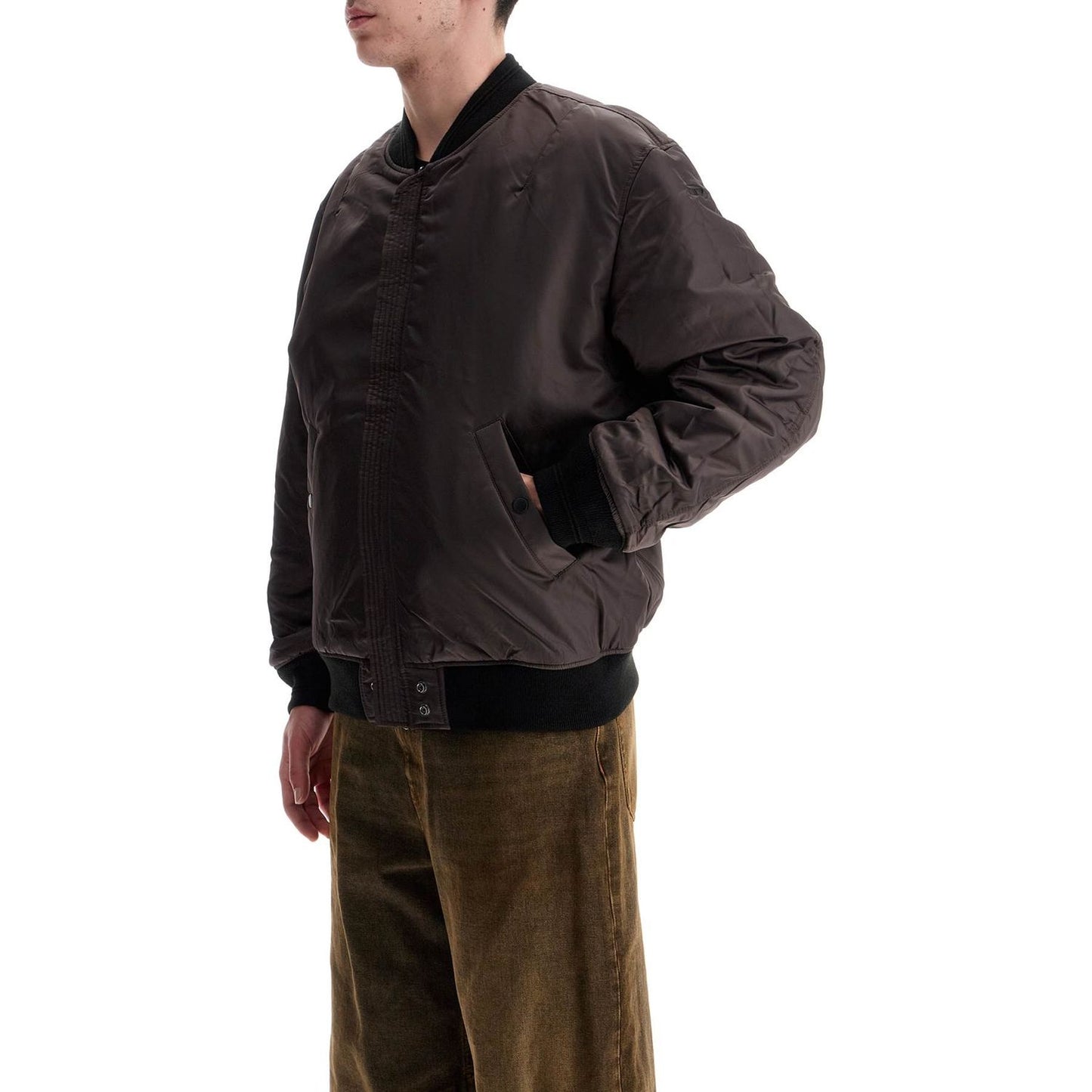 Diesel classic black nylon bomber jacket with zip and side pockets