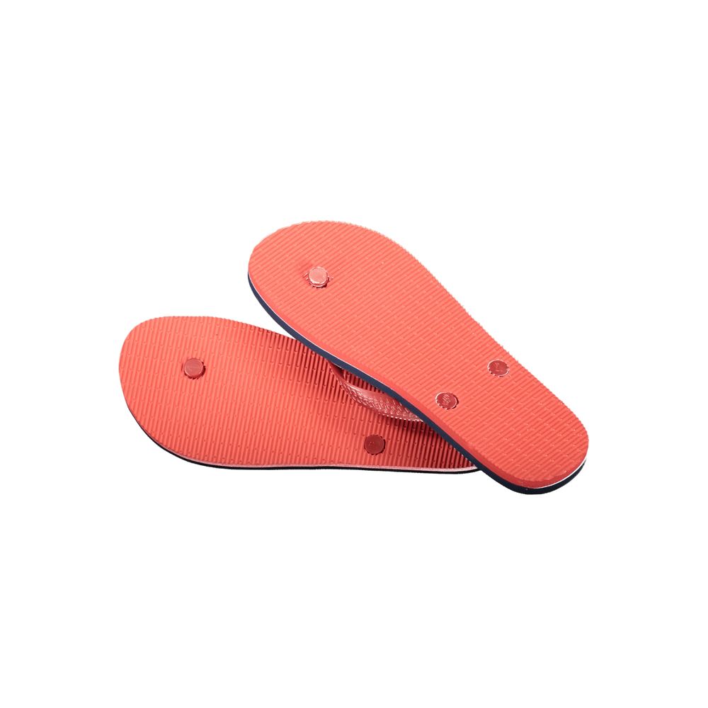 Carrera Blue Polyethylene Sandal with red rubber sole, featuring contrast details and logo. Perfect flip flops for casual wear.