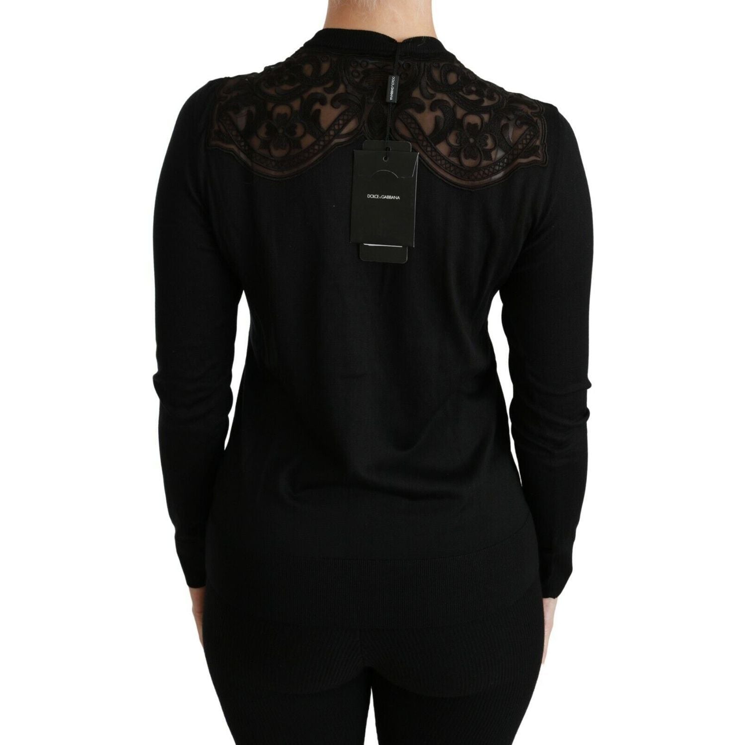 Dolce & Gabbana Black Lace Sweater Cardigan Sweater