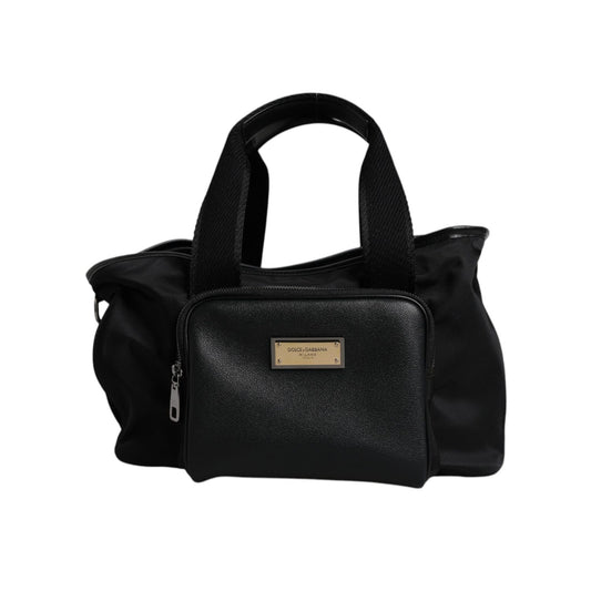 Dolce & Gabbana Black Shoulder Strap Pet Carry Logo Plaque Bag
