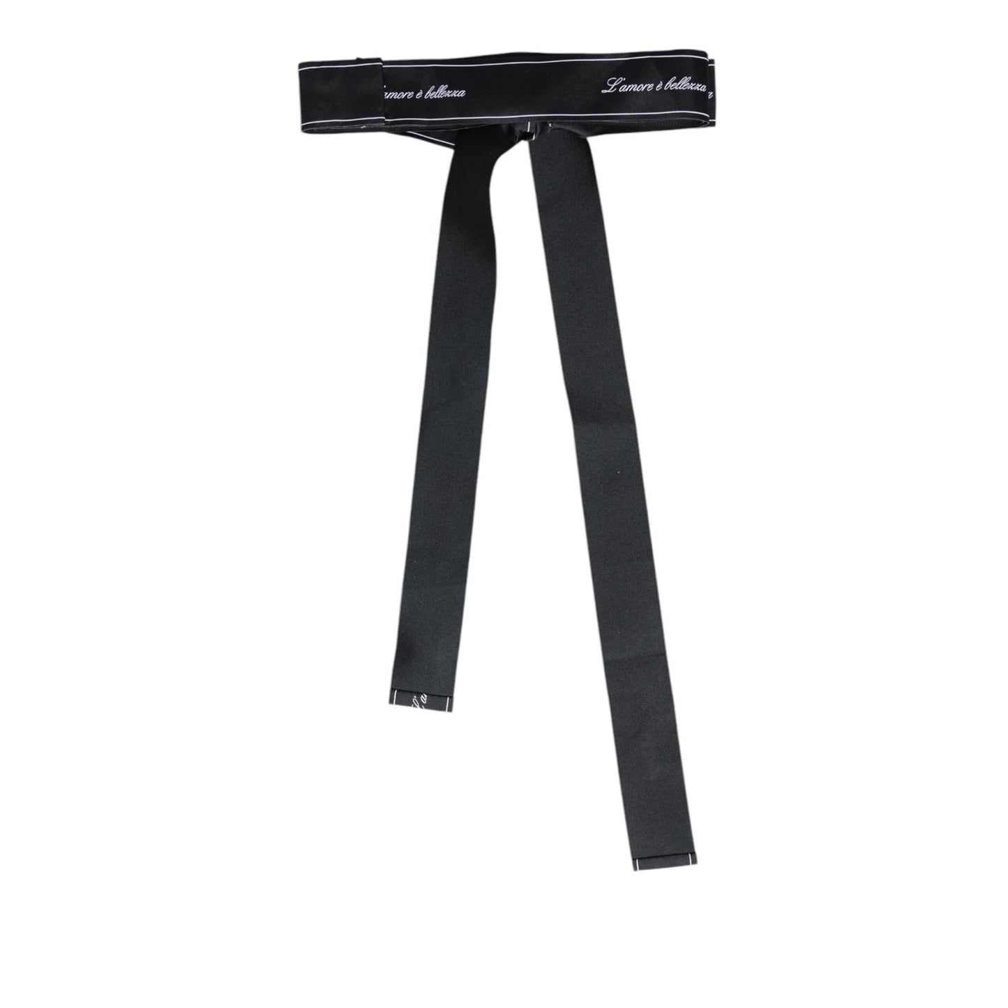 Dolce & Gabbana Black Waist Ribbon Wide Bow Logo Belt