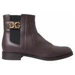 Dolce & Gabbana Brown Leather AMORE Flats Ankle Boots Shoes LA10908-37.5