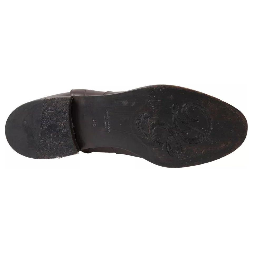 Dolce & Gabbana Brown Leather AMORE Flats Ankle Boots Shoes LA10908-37.5