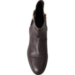 Dolce & Gabbana Brown Leather AMORE Flats Ankle Boots Shoes LA10908-37.5