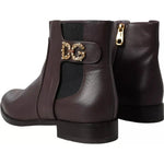 Dolce & Gabbana Brown Leather AMORE Flats Ankle Boots Shoes LA10908-37.5