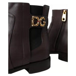 Dolce & Gabbana Brown Leather AMORE Flats Ankle Boots Shoes LA10908-37.5