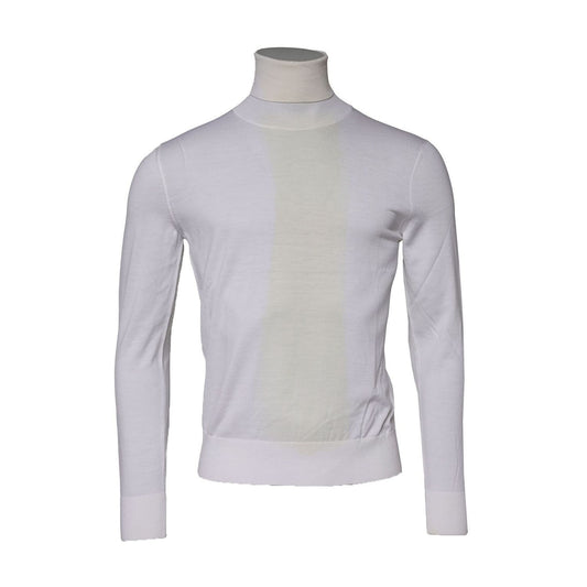 Dolce & Gabbana White Wool Turtleneck Men Sweatshirt Sweater