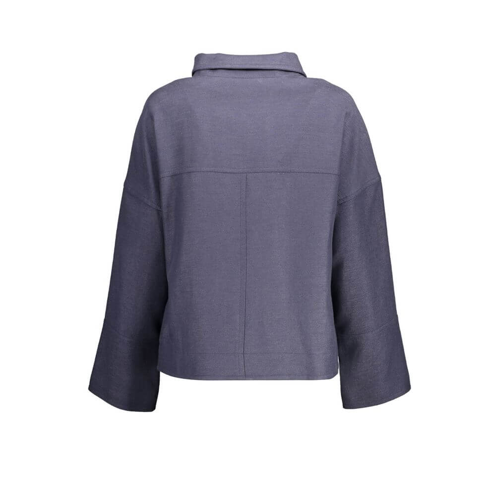 Back view of Gant Blue Cotton Jackets & Coat with buttons, 2 pockets, and logo; sports jacket style for casual wear.