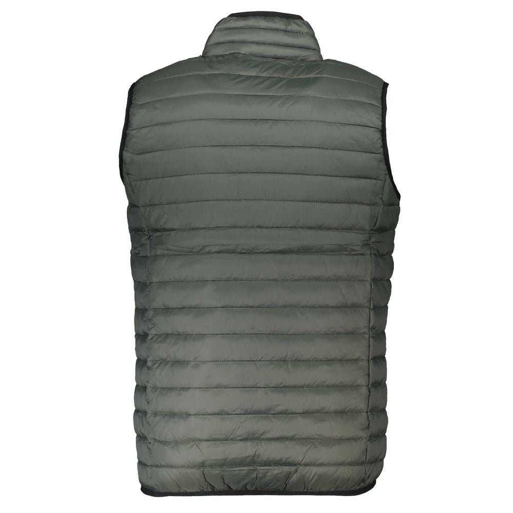 Gianmarco Venturi Green Polyamide Sleeveless Jacket with logo, front zip, and two external pockets.