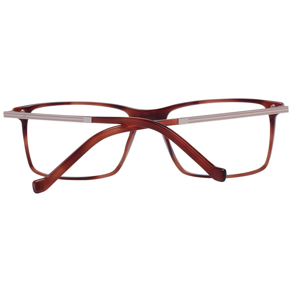Hackett Brown Acetate Glasses (Frames), men's full-rim rectangle design in brown with demo plastic lenses, 54-17-140 size, includes branded case.