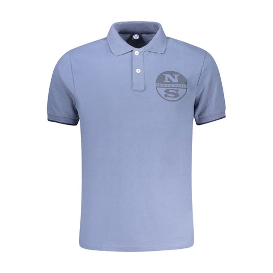 North Sails Blue Cotton Men Polo Shirt with logo and two-button placket