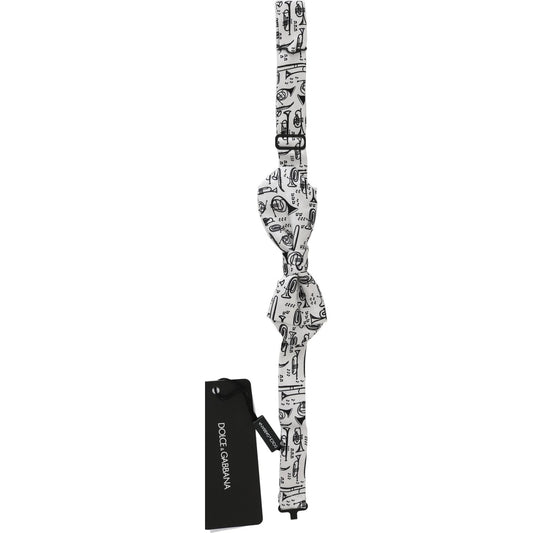 Dolce & Gabbana White Instruments Adjustable Neck Papillon Men Bow Tie FT1108
