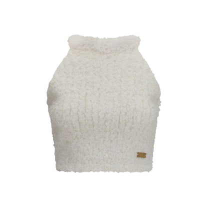Balmain White Viscose Sleeveles T-Shirt