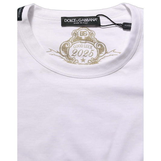 Dolce & Gabbana White Cotton Crew Neck Short Sleeves T-shirt