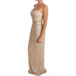 Dolce & Gabbana Beige Lace Spaghetti Strap Sheath Dress