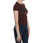 Exte Brown Hearts Short Sleeve Casual T-shirt Top