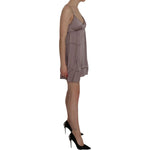 PINK MEMORIES Purple Spaghetti A-line Mini Silk Dress