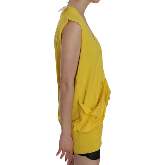 PINK MEMORIES Yellow 100% Cotton Sleeveless Cardigan Top Vest TSH3462-42
