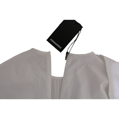 Dsquared² White Crew Neck Long Sleeve Cotton Blouse