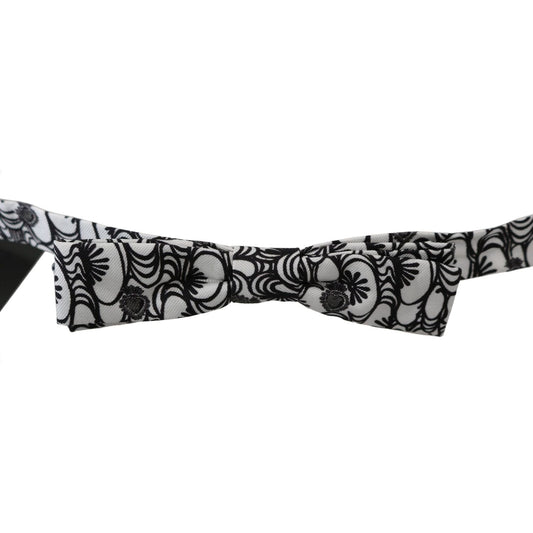 Dolce & Gabbana White Pattern Silk Adjustable Neck Papillon Tie FT2025