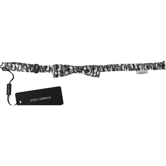 Dolce & Gabbana White Pattern Silk Adjustable Neck Papillon Tie FT2025